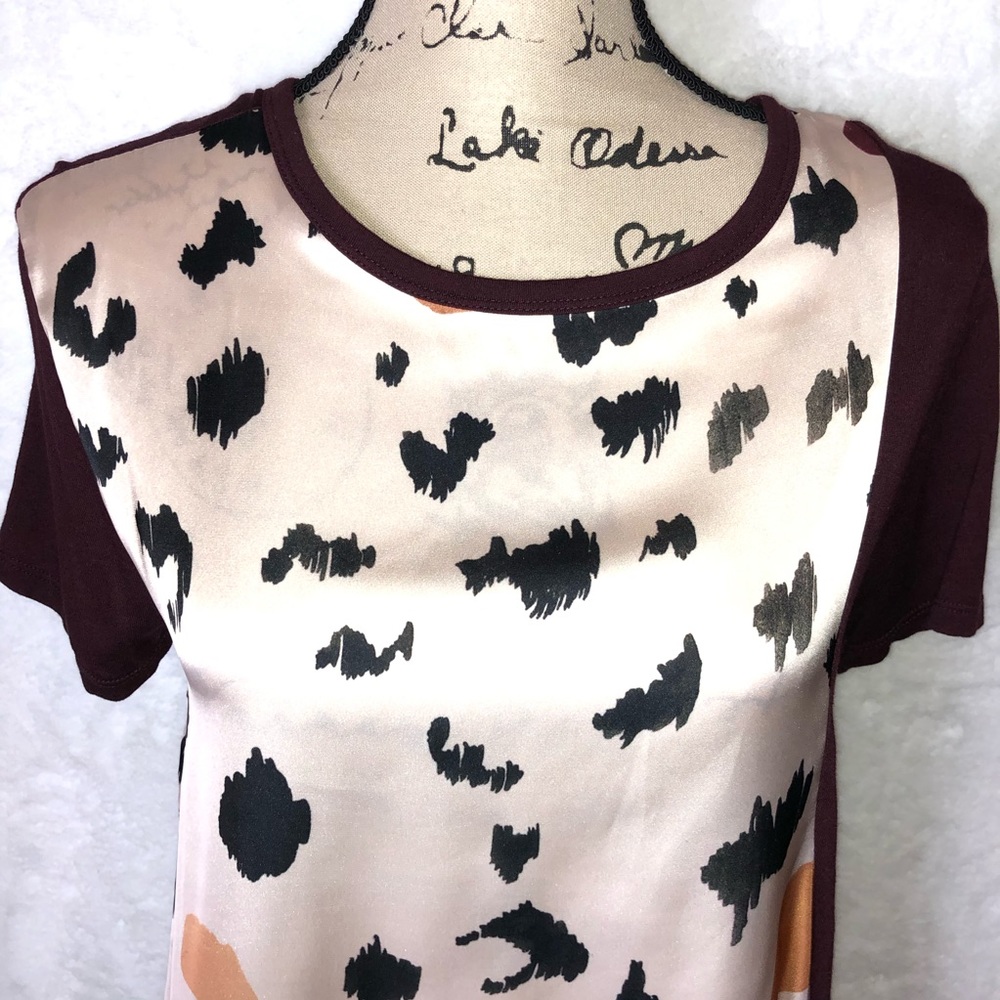 Zara Collection Animal Print Split Back Blouse M - Picture 3 of 8